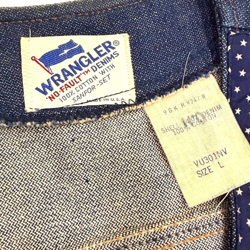Vintage 70s Wrangler No Fault Denim Vest Womens L Western Cowboy Handmade USA - Picture 5 of 11